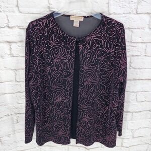 Vintage Velvet Twin Set Sweater Pink Sparkle Dark Fairy Whimsigoth Glam Size 1X